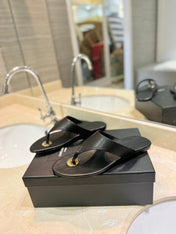 SL KOUROS THONG SANDALS BLACK CALFSKIN