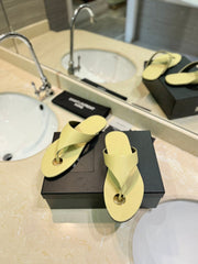 SL KOUROS THONG SANDALS PASTEL YELLOW CALFSKIN