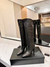 CLASSIC HIGH KNEE BOOTS IN BLACK CALFSKIN