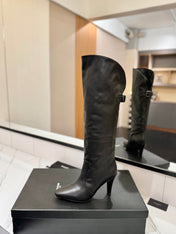 CLASSIC HIGH KNEE BOOTS IN BLACK CALFSKIN