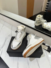 MID-TOP SNEAKERS IN SILVER MIX WHITE LAMBSKIN