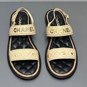 Dad sandals cream yellow calf leather
