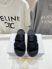 MILA PLATFORM 5 CM IN BLACK NYLON WITH EMBROIDERED LOGO