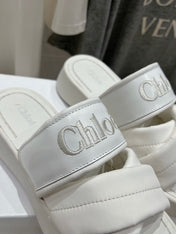 CHLOÉ MILA PLATFORM 5 CM IN WHITE NYLON WITH EMBROIDERED LOGO