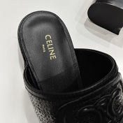 APPOLINE MULE IN RAFFIA & CALFSKIN BLACK