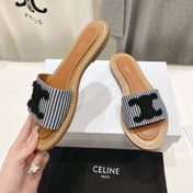 LYMPIA MULE IN TRIOMPHE JACQUARD WOOLLEN FABRIC BLACK CARO