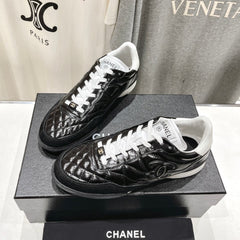 Double C  New Quilted Panda Shoes Black Sheepskin
