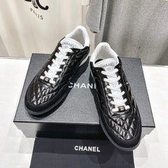 Double C  New Quilted Panda Shoes Black Sheepskin