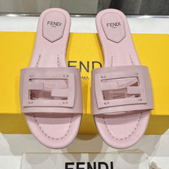 FENDI BAGUETTE SLIDES IN LIGHT PINK LAMBSKIN