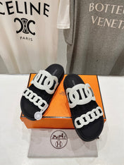EXTRA SANDAL BLACK MIX WHITE CALFSKIN