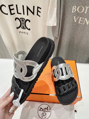 EXTRA SANDAL PASTEL BLACK MIX SILVER CALFSKIN
