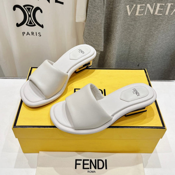 FENDI BAGUETTE MEDIUM-HEEL SANDALS 45 MM IN WHITE CALFSKIN