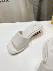 FENDI BAGUETTE MEDIUM-HEEL SANDALS 45 MM IN WHITE CALFSKIN