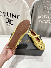 ALAIA PEARL MARY JANE SHOES IN YELLOW CORN LAMBSKIN