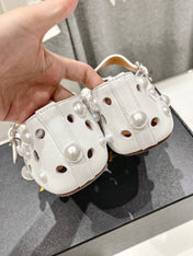 ALAIA PEARL MARY JANE SHOES WHITE LAMBSKIN