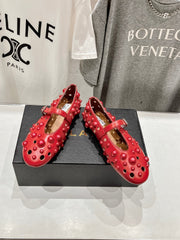 ALAIA PEARL MARY JANE SHOES IN ROSE RED LAMBSKIN