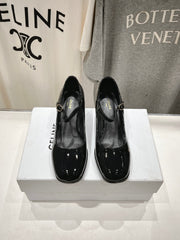 MEDIUM - HEEL MARY JANE SHOES IN BLACK GLOSSY CALFSKIN