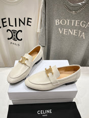 TRIOMPHE LOAFER IN WHITE SMOOTH CALFSKIN GOLD HARDWARE