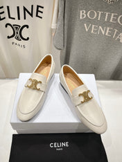 TRIOMPHE LOAFER IN WHITE SMOOTH CALFSKIN GOLD HARDWARE