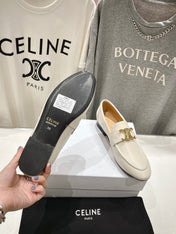 TRIOMPHE LOAFER IN WHITE SMOOTH CALFSKIN GOLD HARDWARE