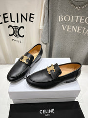 TRIOMPHE LOAFER IN BLACK SMOOTH CALFSKIN GOLD HARDWARE