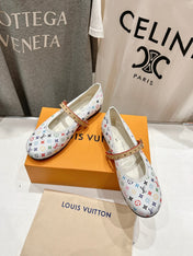 MARY JANE FLAT IN WHITE MONOGRAM CALFSKIN