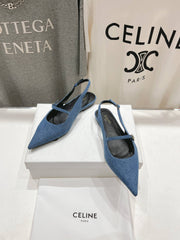 JUDY FLAT SLINGBACK IN BLUE DENIM