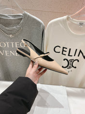 JUDY FLAT SLINGBACK IN TAN BEIGE PATENT CALFSKIN