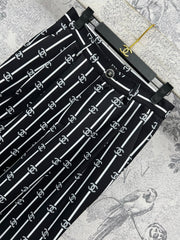 CC 25 Wide Leg Pants Black White Polyester Fiber