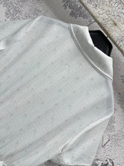 CC 25 Logo Plaid Short-sleeved Dress White Polyester Fiber