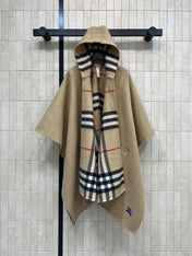BURBERRY 25S HOODED CASHMERE PONCHO 2768