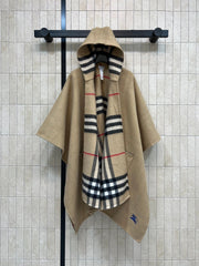 BURBERRY 25S HOODED CASHMERE PONCHO 2768