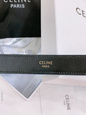 CELINE 25S BELT TRIOMPHE TAURILLON 25MM IN BLACK CALFSKIN AND DENIM 558342