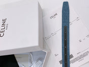 CELINE 25S BELT TRIOMPHE TAURILLON 25MM IN BLACK CALFSKIN AND DENIM 558345