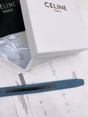 CELINE 25S BELT TRIOMPHE TAURILLON 25MM IN BLACK CALFSKIN AND DENIM 558346