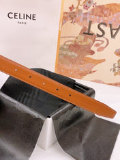 CELINE 25S BELT 25MM REVERSIBLE TRIOMPHE IN BLACK BROWN CALFSKIN 565540