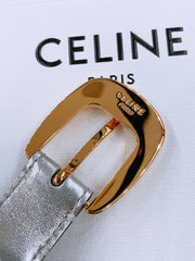 CELINE 25S BELT 25MM WITH ARC DE TRIOMPHE BUCKLE IN SILVER 571498