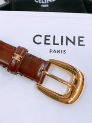 CELINE 25S BELT 25MM WITH ARC DE TRIOMPHE BUCKLE IN BURNT UMBER 571500
