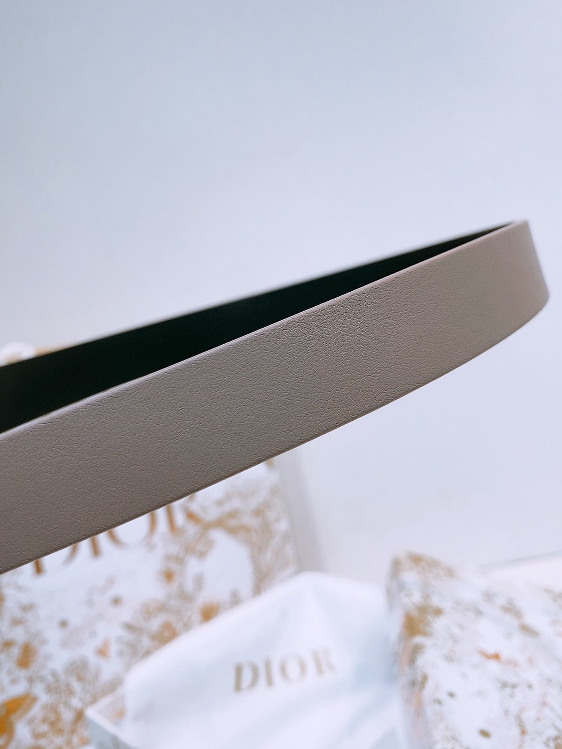 DIOR 25S BELT 20 MM IN GREY BROWN CALFSKIN 572894