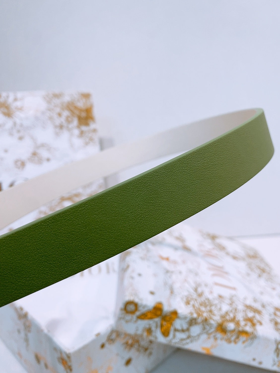 DIOR 25S BELT 20 MM IN OLIVE GREEN CALFSKIN 572895