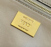 FENDI BAGUETTE 27 BAG IN SAND BEIGE CALFSKIN WITH GOLD HARDWARE