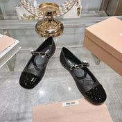 MARY JANE SANDAL CAP TOE BLACK SHEEPSKIN