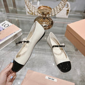 MARY JANE SANDAL CAP TOE WHITE SHEEPSKIN