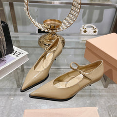 Slingback Shoes Beige Cream Color Beads