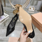 Slingback Shoes Black Beads