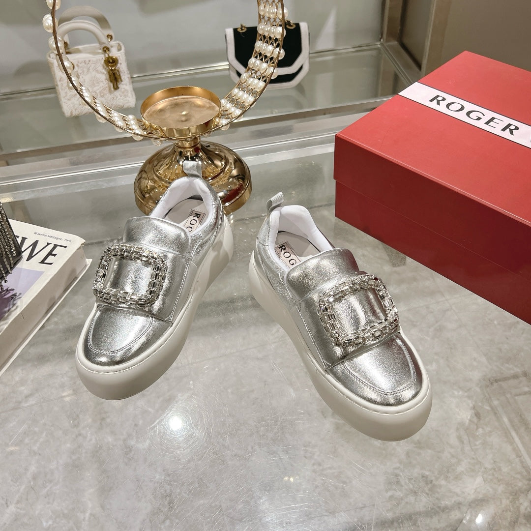 VIV' UP SNEAKERS IN SLIVER PATENT CALFSKIN