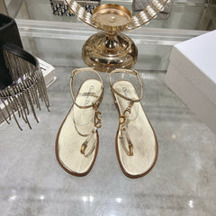 DIORIVIERA C'EST THONG SANDAL GOLD AQUAMARINA CALFSKIN