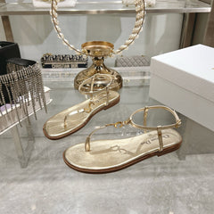DIORIVIERA C'EST THONG SANDAL GOLD AQUAMARINA CALFSKIN