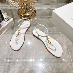 DIORIVIERA C'EST THONG SANDAL WHITE AQUAMARINA CALFSKIN