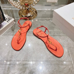 DIORIVIERA C'EST THONG SANDAL VIVID ORANGE AQUAMARINA CALFSKIN